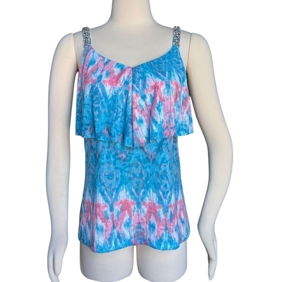 INC International Concepts Endless Summer Top With Rhinestone Straps Size M NWT - Picture 4 of 9